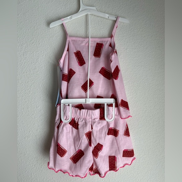 Cat & Jack Pink and Brown Icecream Sandwich Print pajama set size S 6/7-NWT - Picture 4 of 5